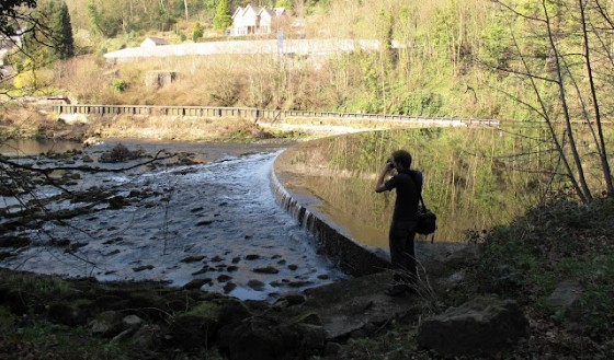 Scouting a weir for Stop/Eject. We didn't count on heavy rains turning it into a raging torrent though.  Photo: Sophie Black