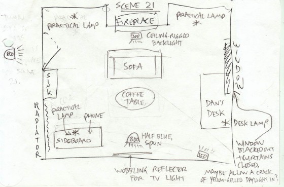 Living room lighting plan (night)