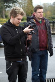 Brett Chapman shoots B roll on Stop/Eject as Hadrian Cawthorne looks on. Photo: Paul Bednall