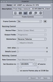 Step 2: reversing the telecine effect using Compressor