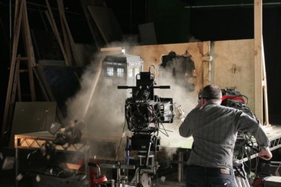 Filming the Tardis breaking through the wall