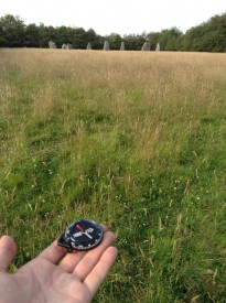 Checking my compass at the stone circle