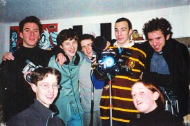 Me (far right) with the cast and crew of Traction in December 1999