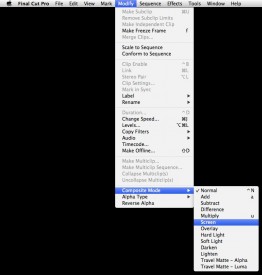 Accessing the compositing modes in Final Cut Pro 7